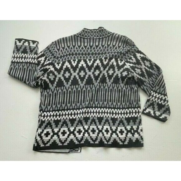 Ruby Rd Petite Women's SZ PL White Black Open Front Long Sleeve Cardigan Sweater - Picture 3 of 3